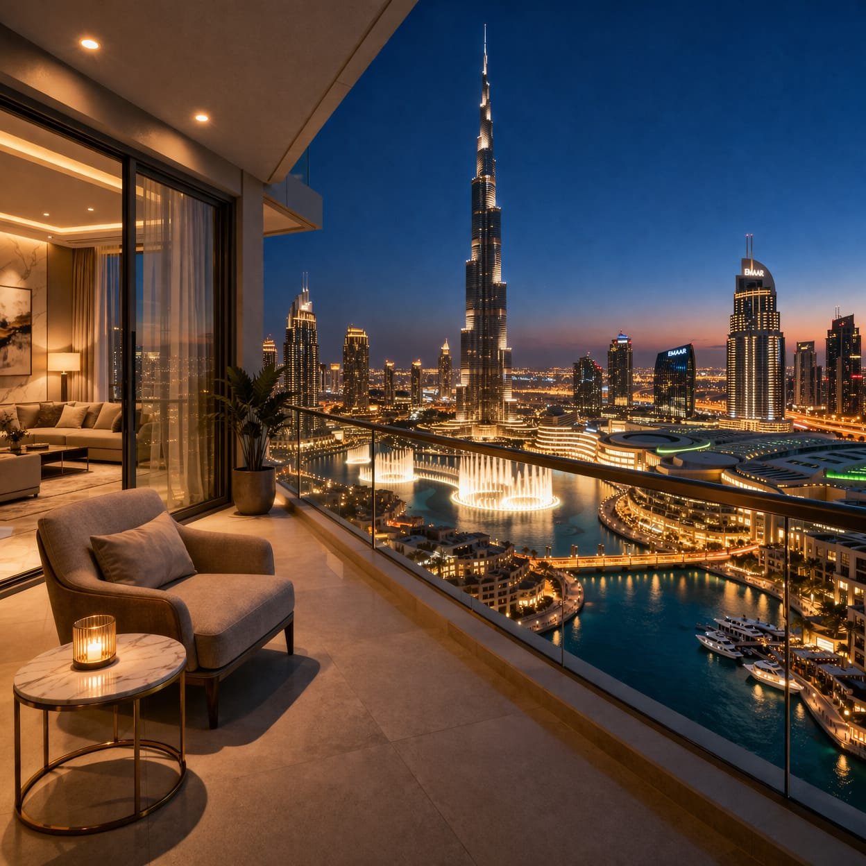 Downtown Dubai luxury apartment Burj Khalifa view